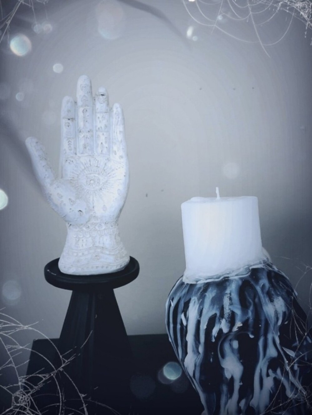 Evil Eye Hamsa Tarot Goth Witchy Palmistry Style Hand Statue Halloween Decor